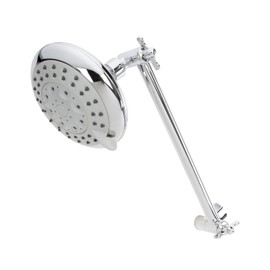 Keeney Manufacturing Keeney Styelewise 5 Function Adjustable Arm Shower head. Spray Massage Bubble Spray & Massage Spray & Bubble. 4.75 inch Round Face. Ez Change Settings - Easy Do It Yourself "DIY" Installation & EZ Clean Rubber Shower Nozzles For Hassle-Free Maintenance with Low Flow Rate of 1.8 Gpm. Includes One Shower head & One Adjustable Arm. Chrome Finish. K730CP Stylewise 5 Function Adjustable Arm Shower head - Polished Chrome Finish
