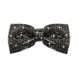 Black Rhinestone Hair Bows Bling Bling Bow Hair Barrettes Hairpins Sparkling Crystal Bowknot Clips for Women Rhinestone Hairpins Glittering Bows Accessories