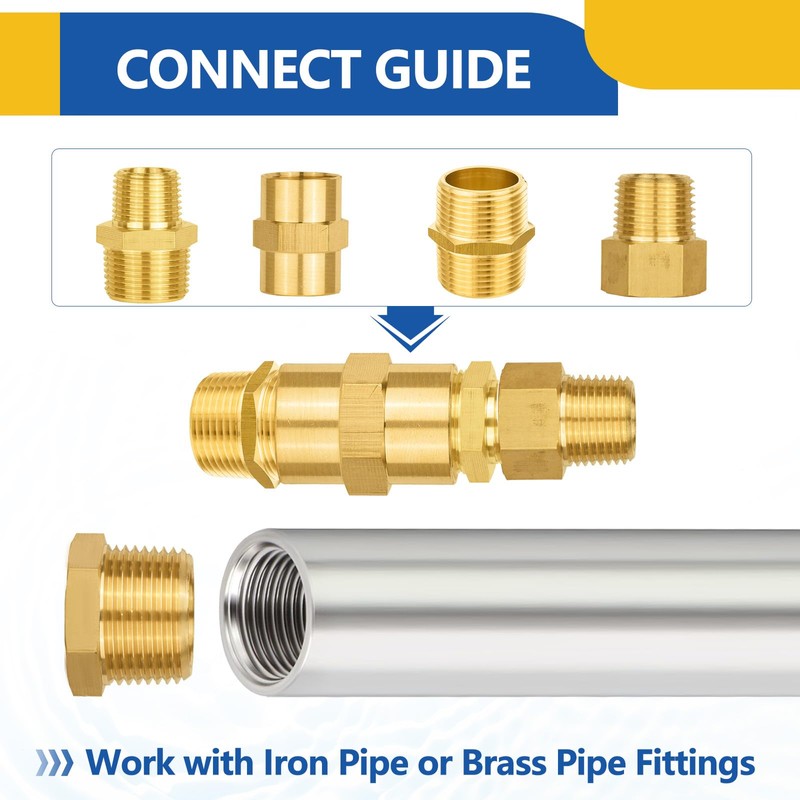 10PACK GUOFIS Brass Pipe Fitting Plug,3/4" NPT Male Hex Plug/End