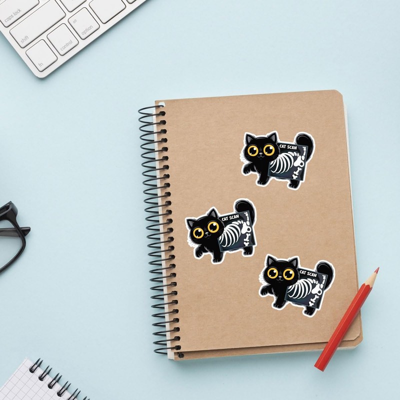 (3 piezas) Pegatina de escaneo de gatos, divertida calcomanía de