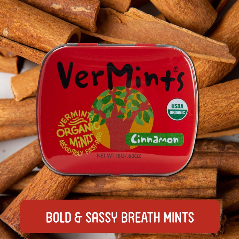 VerMints Organic Cinnamon Breath Mints - Real Lasting Cinnamon Refreshment