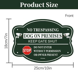 No Trespassing Stop for Fence Sign, Dog On Premises Keep Gate Shut Stop Sign, Do Not Enter Aluminum Sign, Under Surveillance Easy to Install