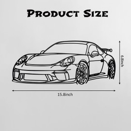 noxozoqm Metal Car Wall Art Decorations, Unique Car Silhouette Room Decor for Men, Cool Teen Boy Room Decor Car Guy Gift, Car Accessories, 15.7'' x 6.8'', Black