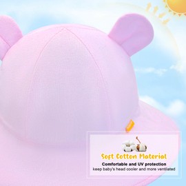 POMIJIAN Toddler Sun Hat Girls UPF 50+ Baby Bucket Hats Boy Soft Summer Hat Cute Beach Cap (CA/US, Age, 12 Months, 24 Months, Pink)