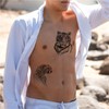 3D Tiger Temporary Tattoo For Men Women,Large Black Half Sleeve