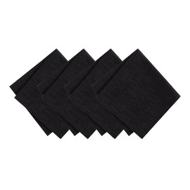 Elrene Home Fashions Continental Solid Textured Water- and Stain-Resistant Napkins, Set of 4, Black