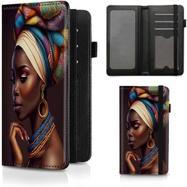 BEOTIWAD Checkbook Cover Black Art African American Pattern Premium Leather Check Book Holder Wallet with RFID Blocking Function for Men and Women
