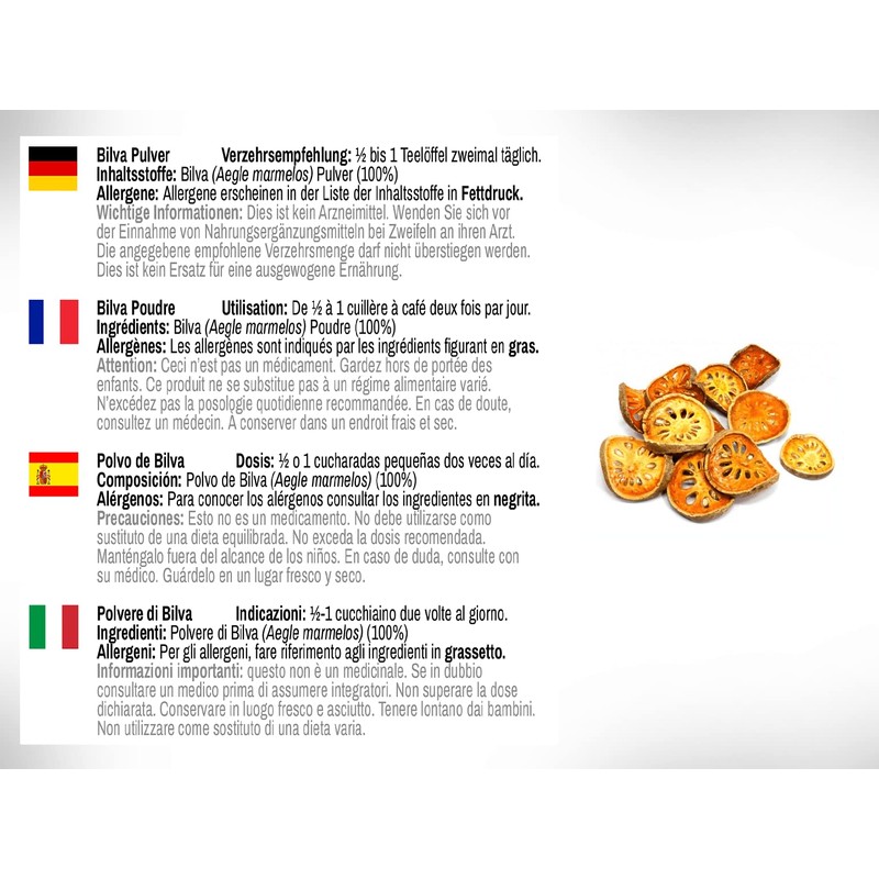 Bilva Fruit Powder (Bael Fruit/Aegle Mermelos) -100g (3.5oz)