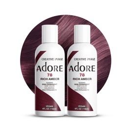 Adore Semi Permanent Hair Color (078 Rich Amber) (2 Pack) | Vegan & Cruelty-Free Brown Hair Dye | No Ammonia, No Peroxide, No Alcohol | 4 Fl Oz