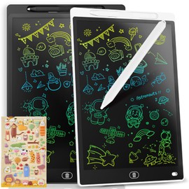 [2 Pieces] LCD Writing Board, 10 Inches, Genialba Colourful LCD Writing Tablet, LCD Writing Tablet, Electronic Tablet, Graphic Tablet for Children's Games 2 3 4 5 6 7 Years Boys Girls (White & Black)