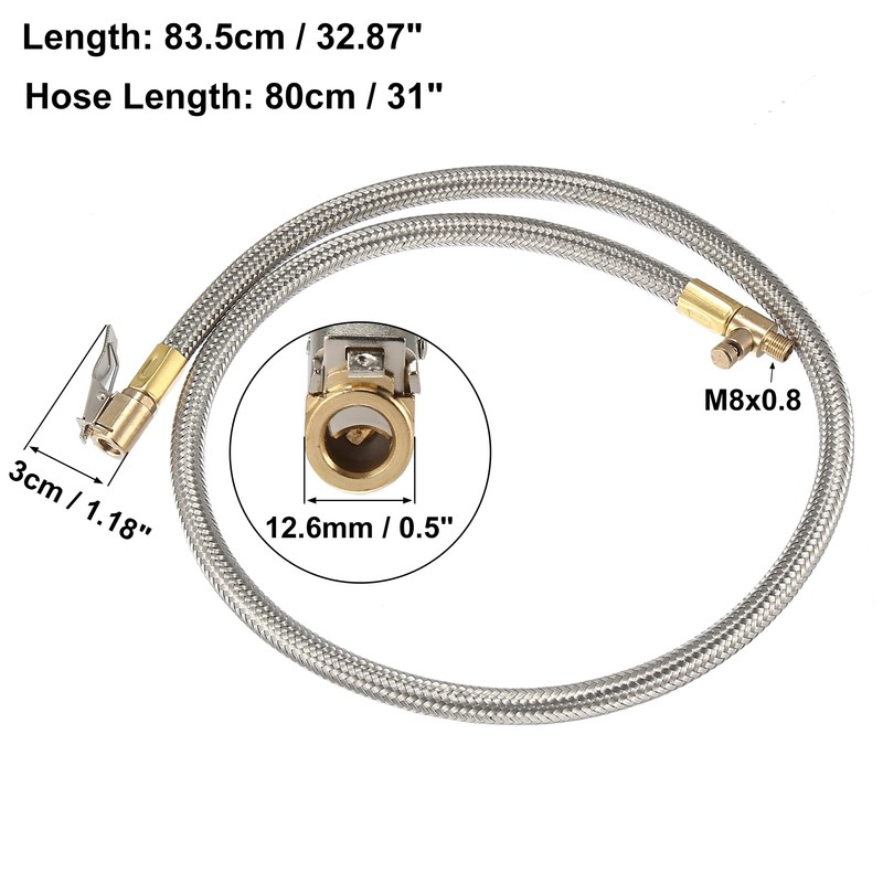 X AUTOHAUX 80cm 31" Car Tire Air Inflator Hose Adapter