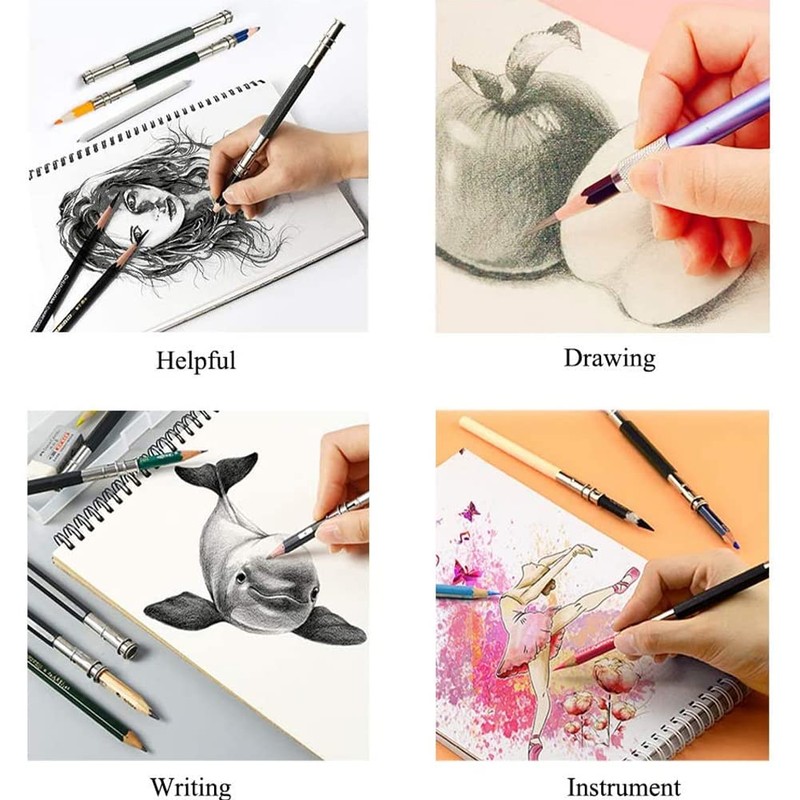Anytoug Pencil Holder Extension Pencil Cap for Short Pencils, Set