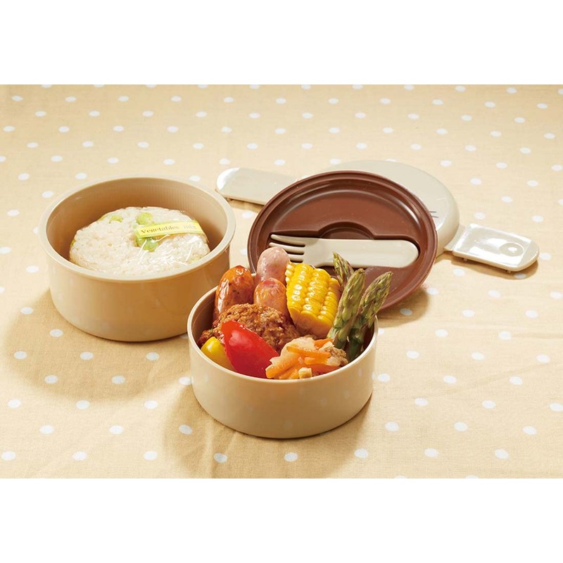 Skater ONWR1AG-A Anti-Bacterial Lunch Box, 2-Tier, Round, 16.9 fl oz