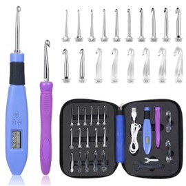 Light-Up Crochet Hook Set with LED Light - 18 Pcs Interchangeable LED Crochet Hook Set Ideal for Crocheting in Low Light