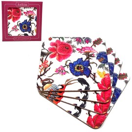 Set of 4 William Morris Anthina Florals Square Laminated