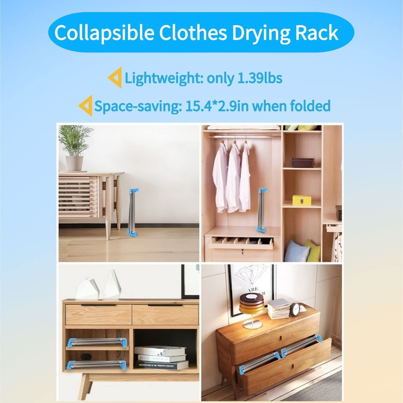Portable Travel Garment Rack, Stainless Steel Foldable Mini Drying Clothes