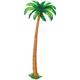 Beistle Jointed Palm Tree Photo Prop Backdrop, 6' Tall- Tropical Hawaiian Beach Party Wall Decorations, Luau Cut Out Decor