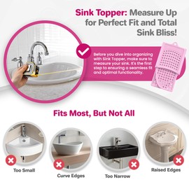 Sink Topper Foldable Sink Cover - Silicone Beauty Makeup Brush Cleaning Mat - Hot Tools Organizer - Bathroom Must Have Accessory for Extra Space & Storage Saver - Traveling - Large Pink