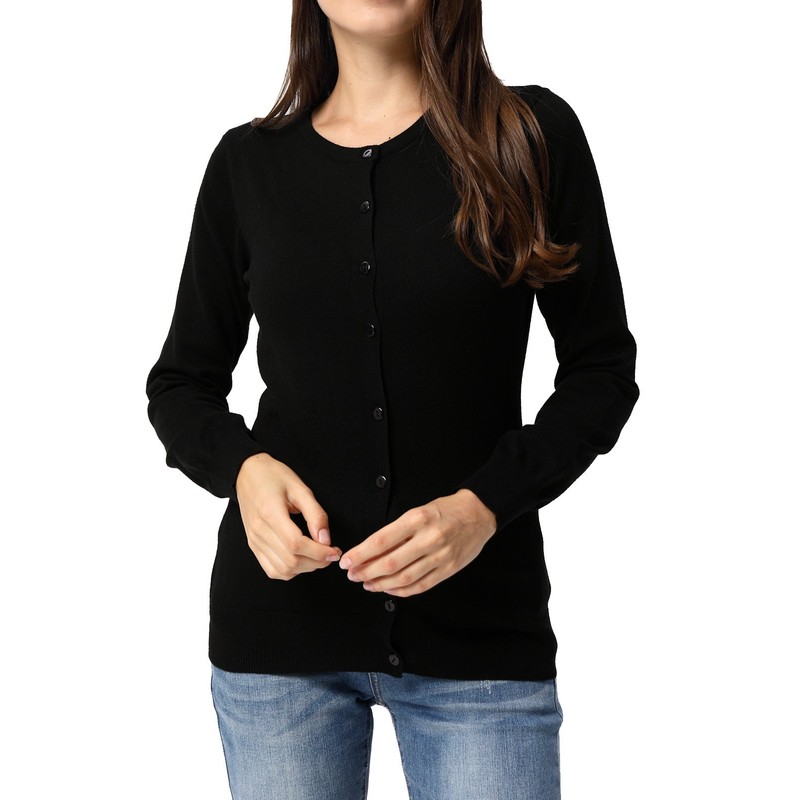 GRACE KARIN Women's Round Neck Button Down Soft Classic Knit