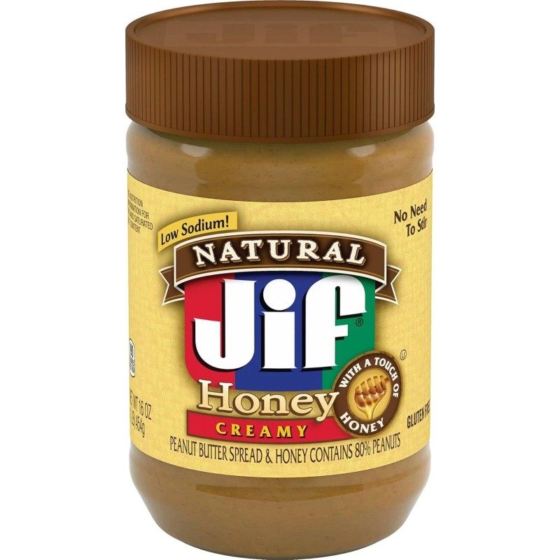 Jif Natural Creamy Peanut Butter Spread with Honey 16oz -