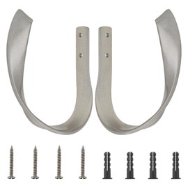 HOJLKLD - Paquete de 4 soportes para cortinas, de aleación de aluminio, para colgar en la pared, con tornillos y anclajes, ganchos de cortina ondulados resistentes en forma de U para decoración del