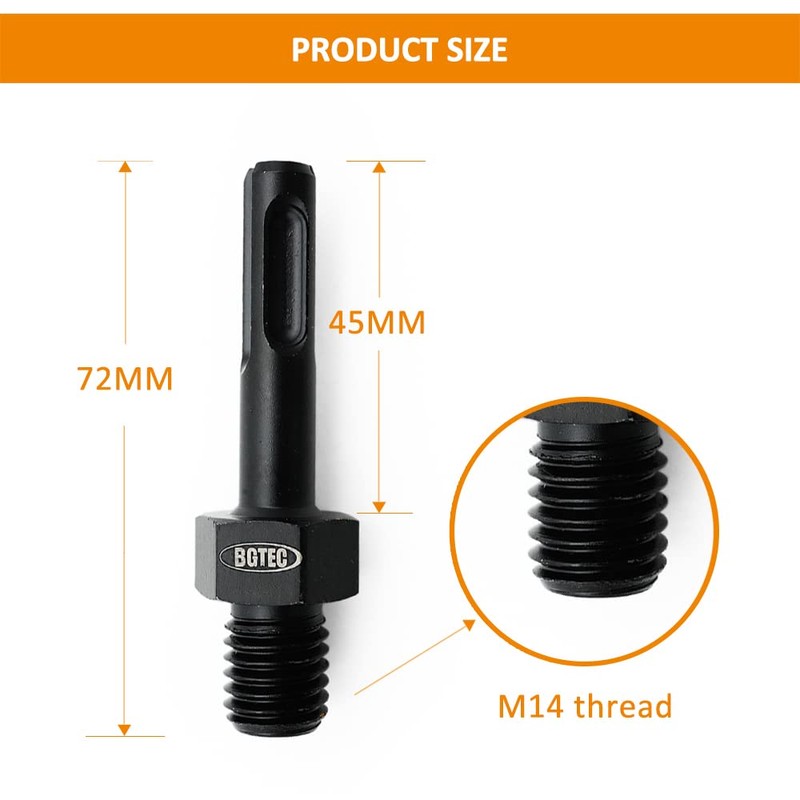 BGTEC Adapter M14 Male Thread to SDS Plus Shank for