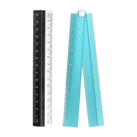 HARFINGTON Folding and Straight Ruler Kit 30/15cm Metric Aluminum Alloy Plastic Protractor Foldable Angle Ruler for Home Classroom Office, Light Blue