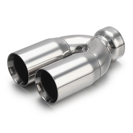 A-KARCK Dual Outlet Exhaust Tip 3" Inlet,Polished Double Wall Tailpipe Tip 3" Inlet Dual 3" Outlet 9.5" Long, Stainless Steel