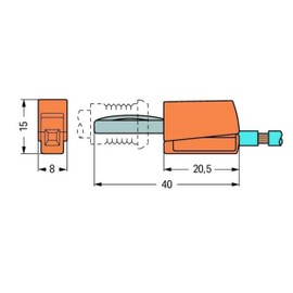 WAGO Banana plug 215-511 | for socket diameter: 4 mm, cross sectional range: 0.08 - 2.5 mm², 50 pieces, test accessories for a rated current up to 20 A and a test voltage of 42 V