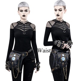Steampunk Crossbody Shoulder Bag Messenger Gothic Waist Fanny Pack Chain Drop Leg Hip Holster Belt Purse Pouch