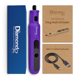 Diamondg Cordless Micro Dog Nail Grinder with Quiet Sound & LED Tip for Large & Small Dogs, 4hrs. Runtime - Electric Dog Nail Trimmer, Heavy Duty Rota