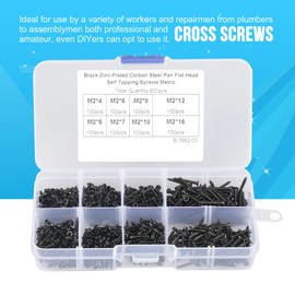 800 Pieces Self-Tapping Screws M2 Carbon Steel Screw Kit Carbon Steel Flat Phillips Tapping Screws Set