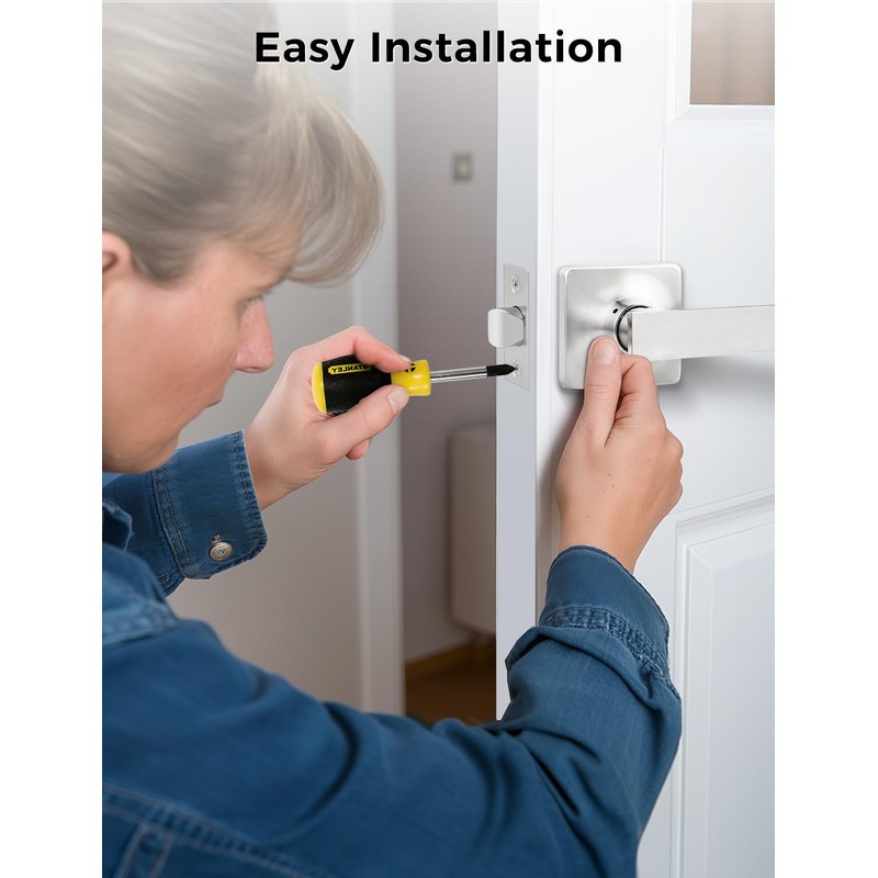 Mengico 1 Pack Interior Door Lock,Nickel Door Lever Interior,Door Handle