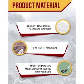 FoundGo 2.25x3m（89" H x 118" W） Outdoor Vinyl Curtain [16oz/14mil 0.3mm] Heavy Duty Clear Tarp Waterproof Vinyl Tarps Waterproof & UV Resistant Vinyl Patio Enclosure - Height x Width