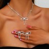 ACEDRE Rhinestone Bow Jewelry Set Silver Sparkly Crystal Bowknot Pendant