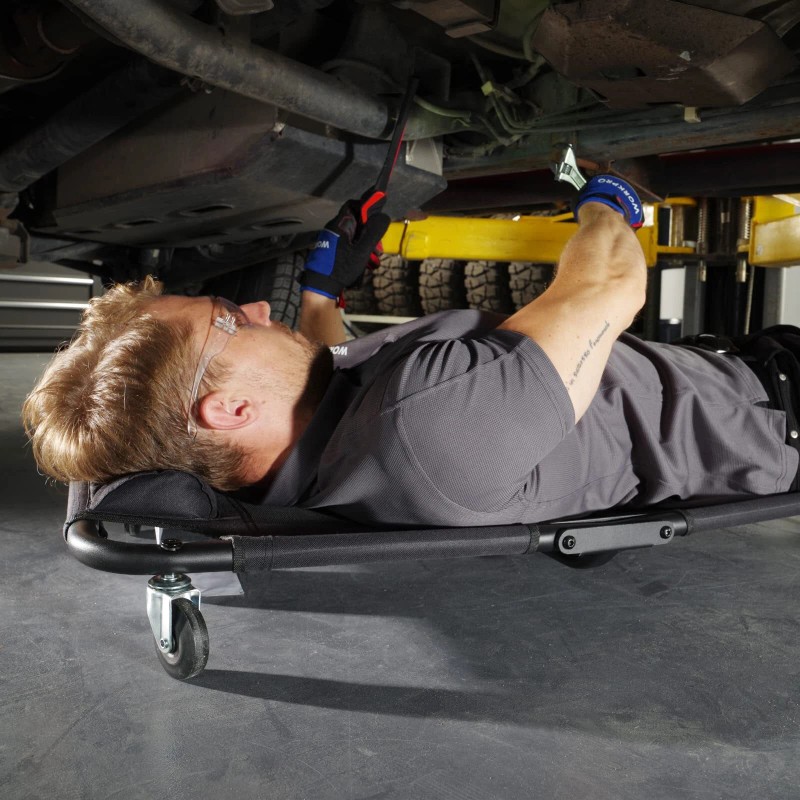 WORKPRO 40" Foldable Mesh Creeper w/Headrest & 4 Caster Wheel