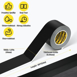 MILEQEE Duct Tape Heavy Duty Single Sided, Strong Adhesive High Strength, Waterproof Mesh Tape for Indoor and Outdoor Repairing Sealing Bonding, Easy Use Hand Tearable, 1.57 Inch x 33 Feet, Black
