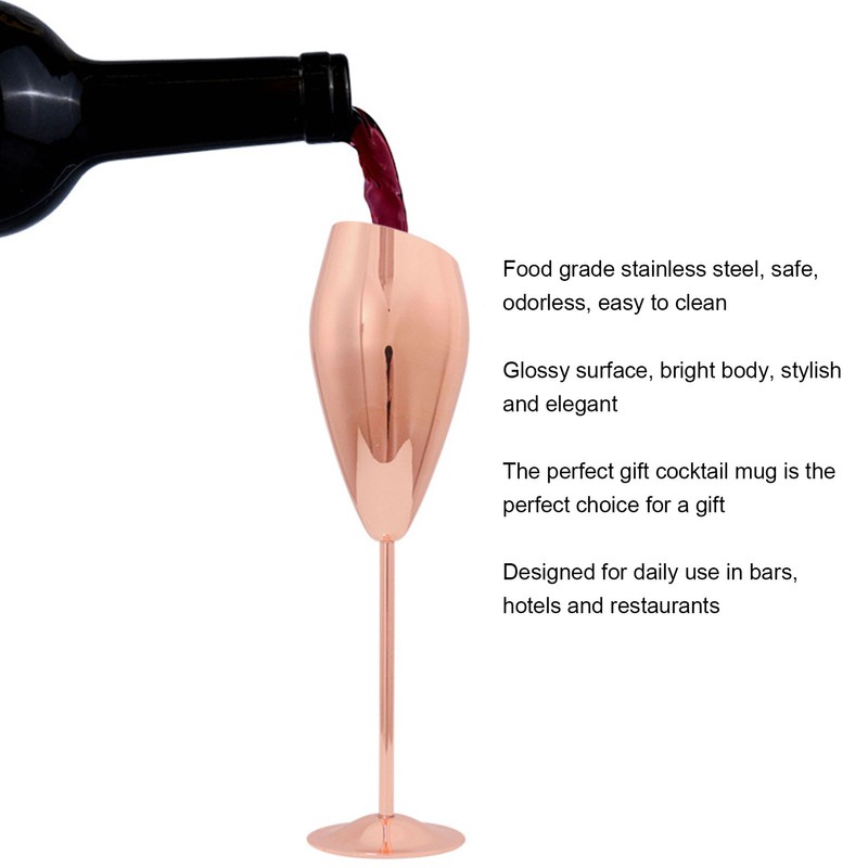 2pcs Copper Champagne Flutes Set Sturdy Thick Bottom Stainless Steel