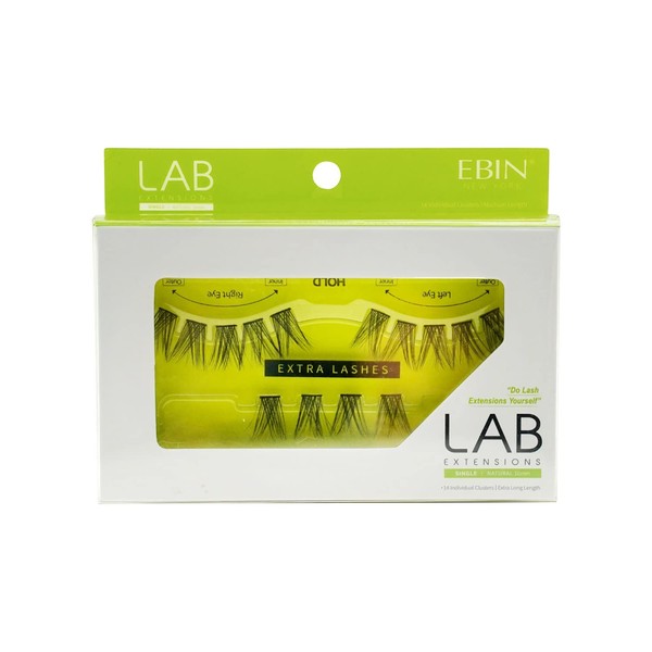 EBIN NEW YORK Lab Extensions: 16mm DIY Individual Lash Extensions Salon Quality Invisible Lash Strip Natural Look Self Application
