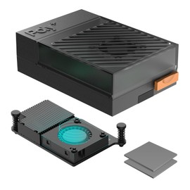 Argon Poly+5 Raspberry Pi 5 Case | Pi 5 case with Pi 5 Active Cooler | Included Argon THRML 30mm Active Cooler for Raspberry Pi 5 case with Fan with Aluminum heatsink (Black) | RPI 5 Hat Compatible