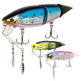 Xisakaca Topwater Fishing Lures for Bass Pike Salmon Floating Swimbait Jointed Crankbait Freshwater Saltwater, 3 Pack 3.93" Glide Baits, 0.74oz