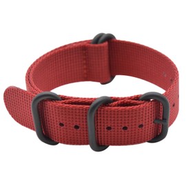 ArtStyle Watch Band with Ballistic Nylon Material Strap and High-End Black Buckle (Matte Finish Buckle) (Red, 18mm)