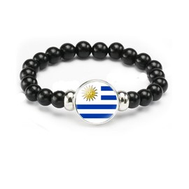 vmcoatdu Uruguay Flag Bracelet Elastic Rope Beaded Bracelet Support Your Country Travel Souvenir Gifts for Men Women (Uruguay)