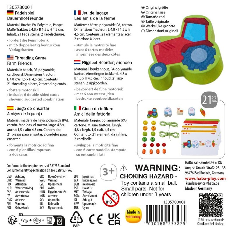 HABA 305780 Threading Game Farm Friends Threading Game from 3
