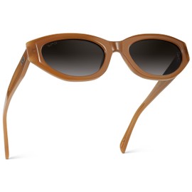 WearMe Pro - Women's Polarized Sunglasses, Narrow Fashion Cat-Eye Acetate Frame, Oval Lenses, Hand-Polished (Toffee Brown/Oak Brown Gradient Lens)