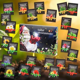 Meine Orangerie - Seeds Advent Calendar 2024 - 24 Surprises with Vegetable, Flower and Herb Seeds Including Mini Greenhouse, Plant Stake and Soil