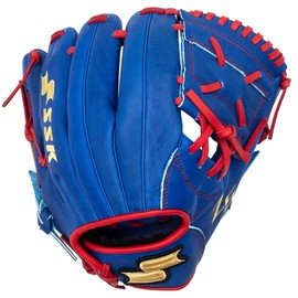 SSK Z5 Craftsman Youth Baseball Glove – 10.5” – 11” – 11.25” – 11.5” Right & Left Hand Throw (Royal/Red - One-Piece Web, 11" - Left Hand Throw)