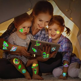 10 Sheets of Tattoos for Children, Children's Tattoos, Light Tattoos, Party Bags, Children's Birthday Toy from 3 4 5 6 7 8 9 10 Years Space Children's Birthday Planets Children Temporary Tattoos