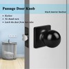 Gobrico Matte Black Doorknobs with Square Rosette/Round Interior Door Locks