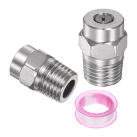 uxcell 2 Pcs 25 Degree Thread Washer Spray Tip 1/4" Male NPT Pressure Washer Tip Stainless Steel for Water Broom and Undercarriage Cleaner, Orifice 1.236mm
